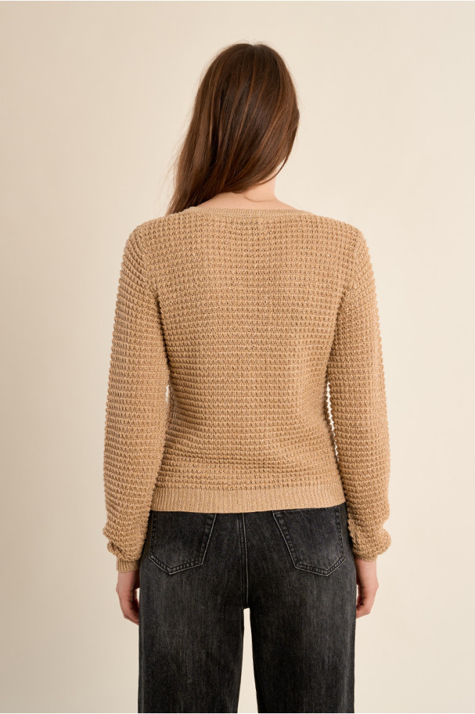 Knitted cardigan, round neck