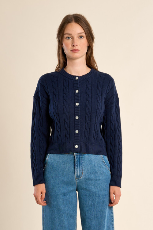 Braided knit cardigan