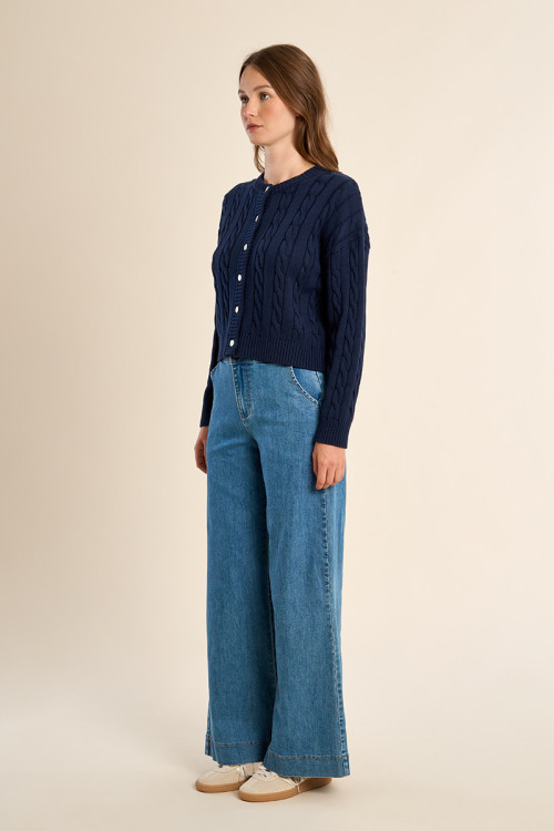 Cardigan en maille tressée