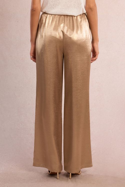 Pantalón de mujer largo, satinado, perneras rectas.