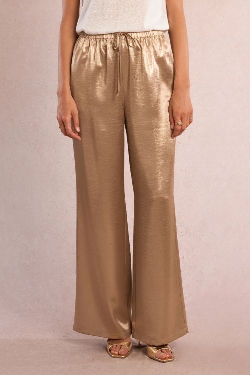 Pantalon taille hauté, satiné