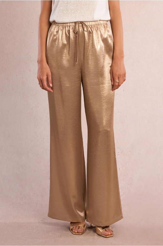 High-waisted trousers, satin