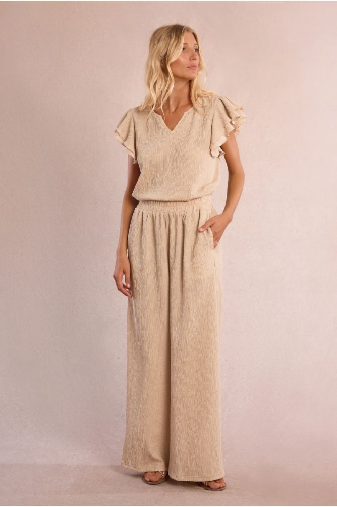 Pantalon droit et fluide en semi-transparence
