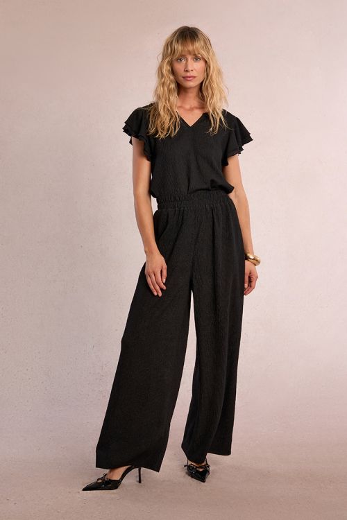 Pantalon droit et fluide en semi-transparence