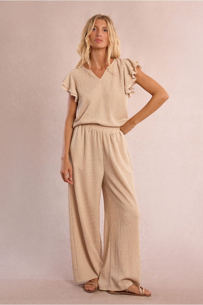 Straight, flowing trousers in semi-sheer