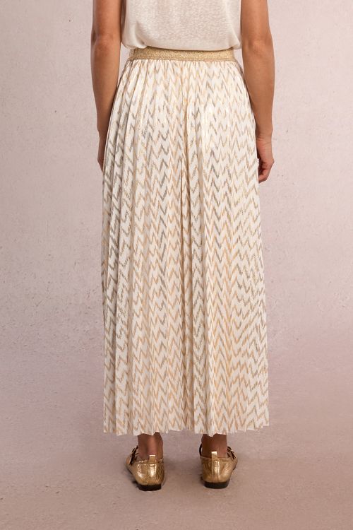 Falda larga, plisada, con estampado.