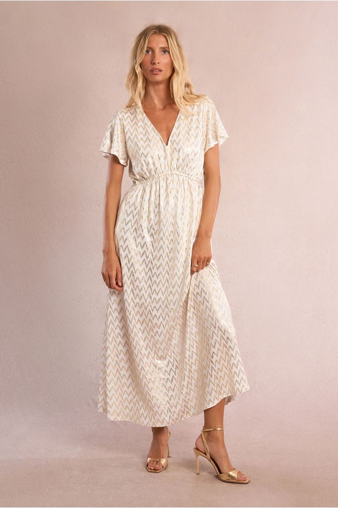 Robe longue, irisée