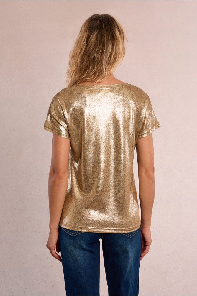 T-shirt droit, effet métallisé