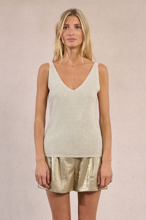 Top de mujer de tirantes, estampado lunares.