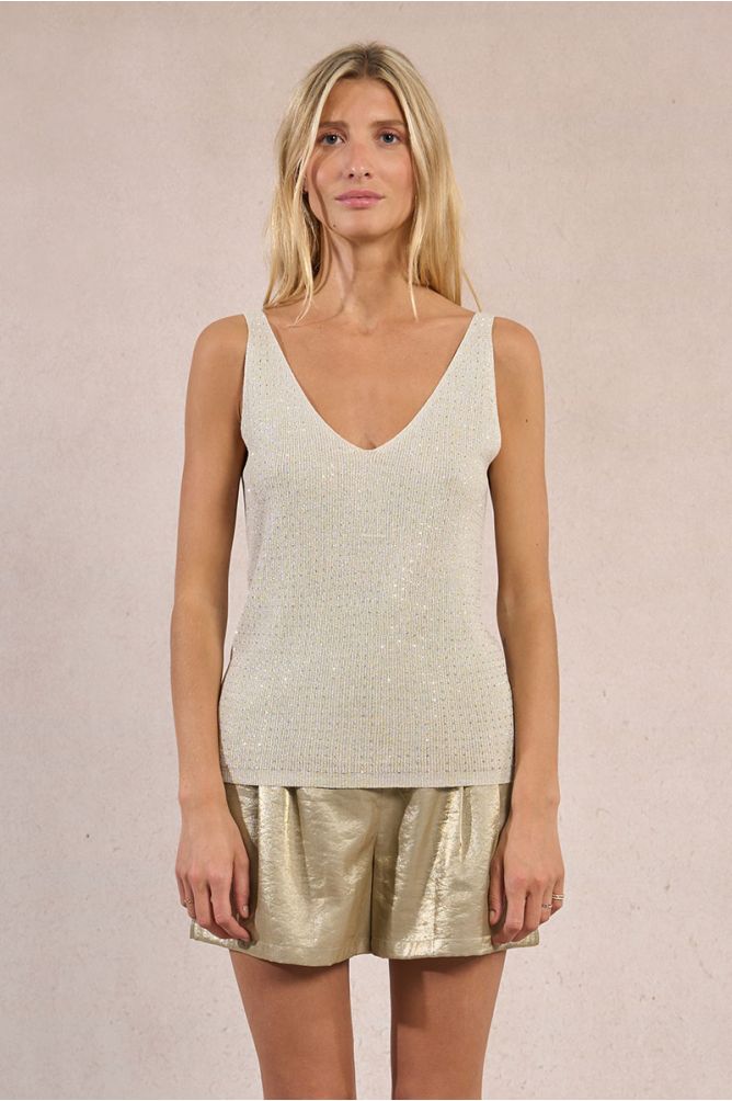 Top de mujer de tirantes, estampado lunares.