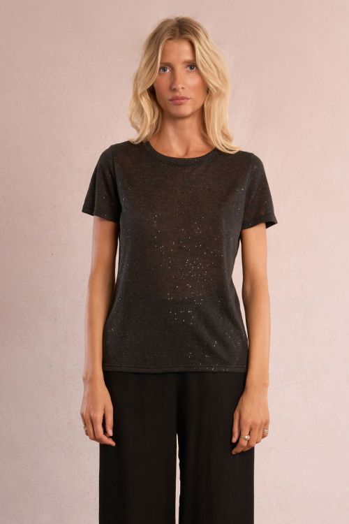 T-shirt pailleté en semi-transparence