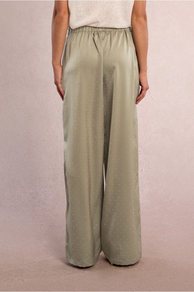 Pantalon satiné à strass
