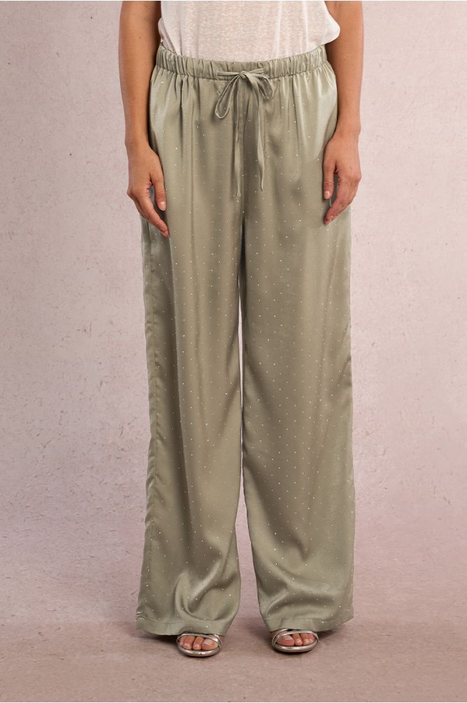 Pantalón de mujer largo, abalorios brillantes.