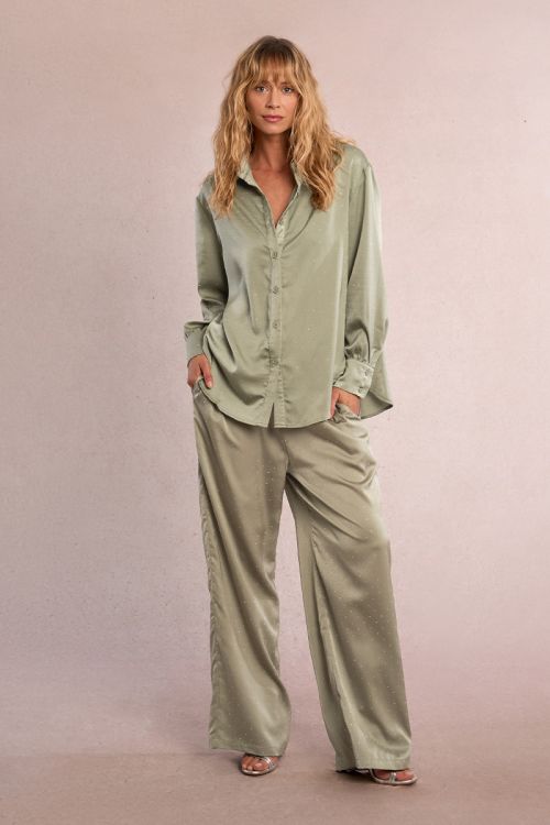 Rhinestone satin blouse