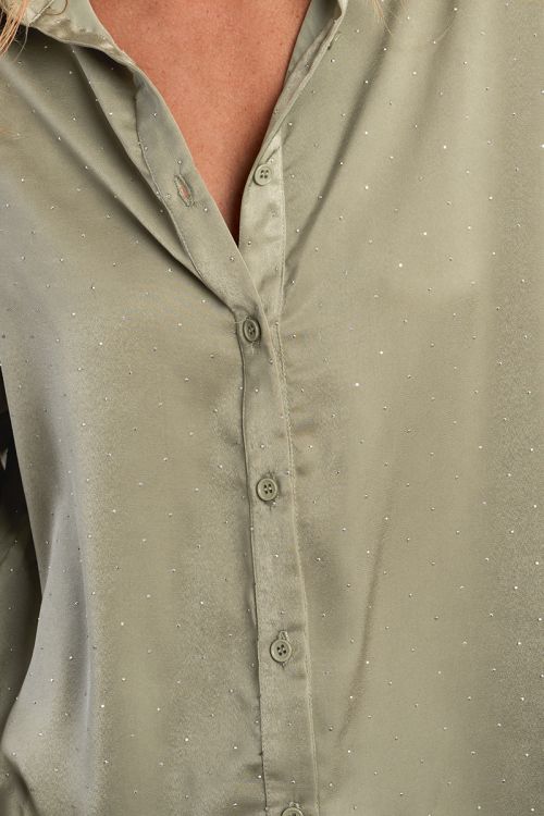 Chemisier satiné à strass