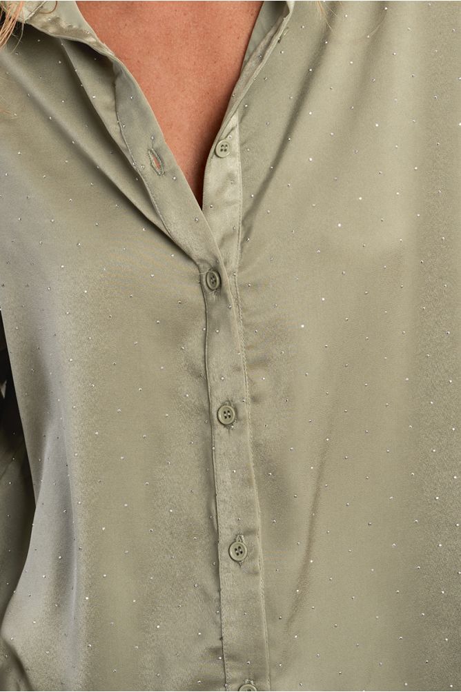 Rhinestone satin blouse
