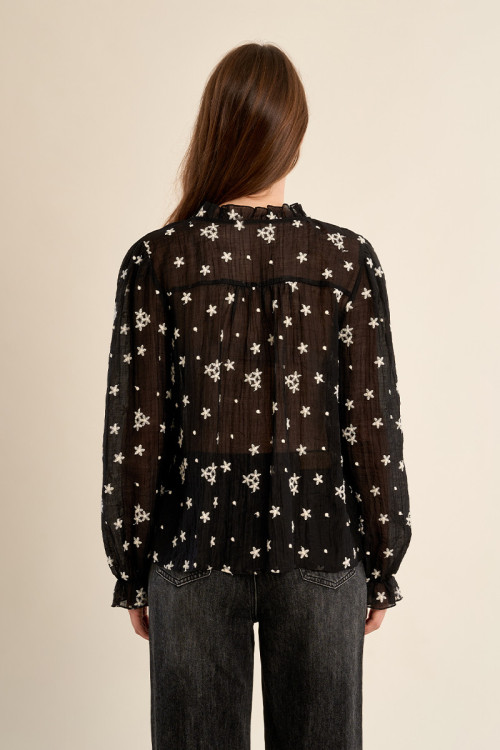 Semi-transparent embroidered shirt