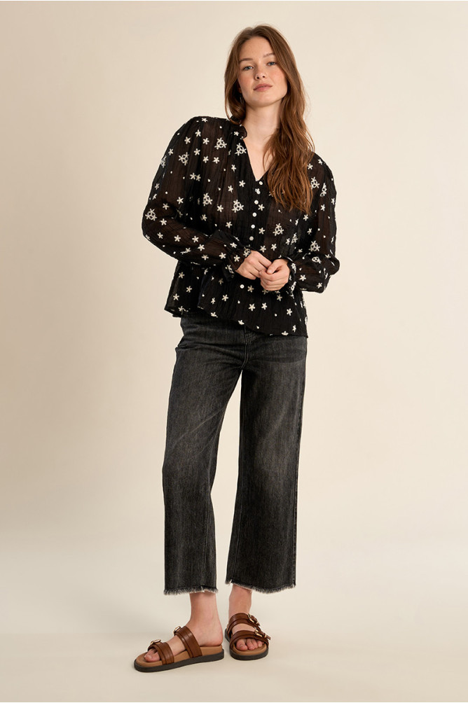 Semi-transparent embroidered shirt