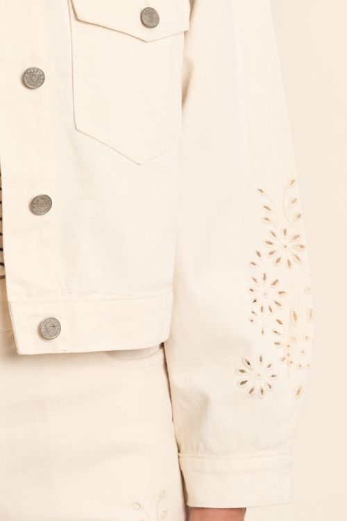 Denim jacket, broderie anglaise details