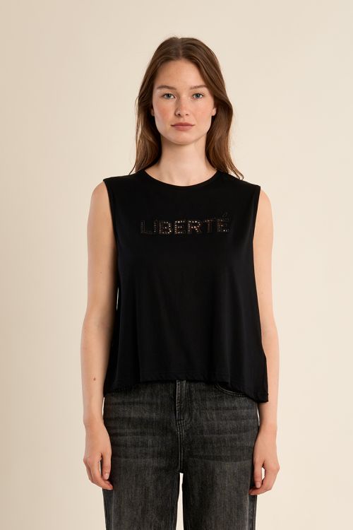 T-shirt ajouré "Liberté"