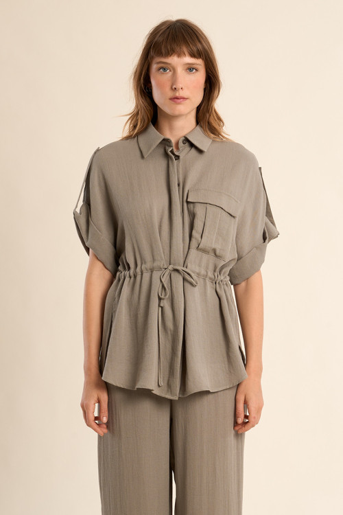 Chemisier Safari, nouable à la taille