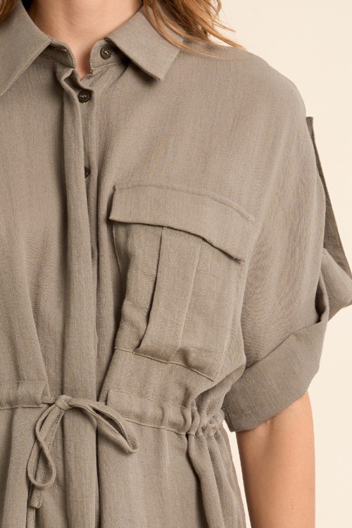 Chemisier Safari, nouable à la taille