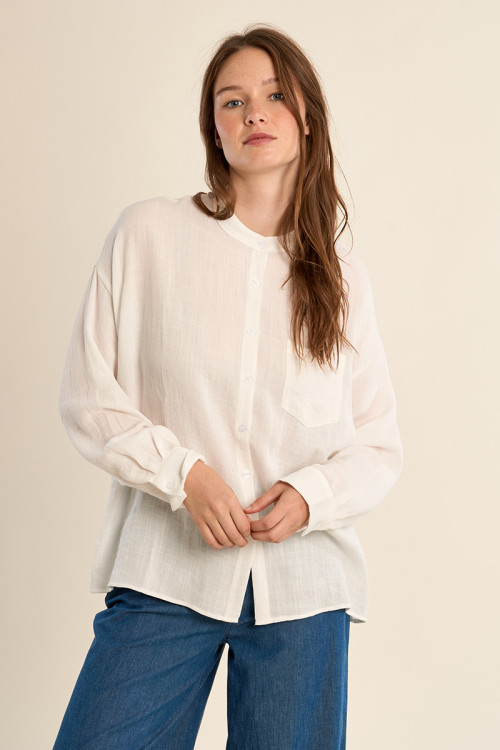 Chemise col mao, ouverte dans le dos