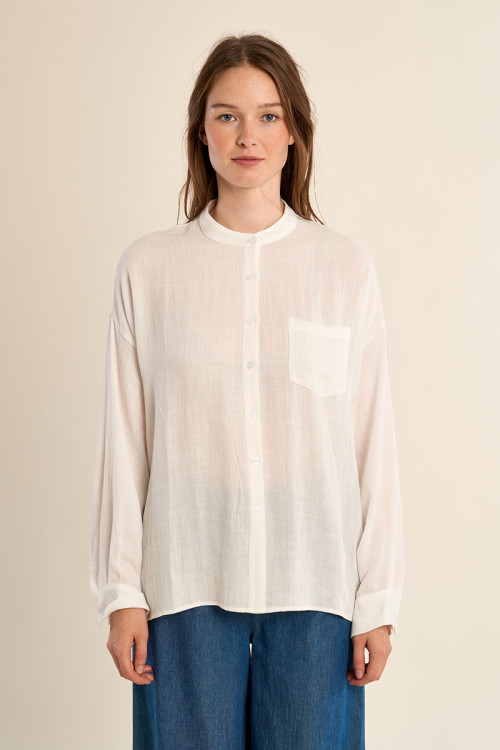 Chemise col mao, ouverte dans le dos