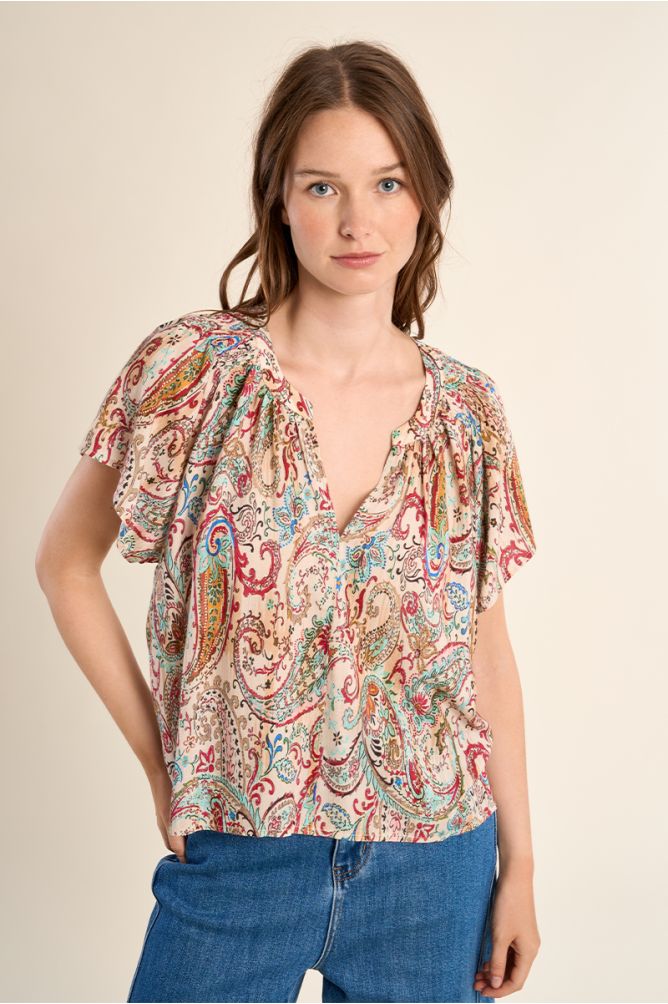 Top de mujer de manga corta, con estampado.