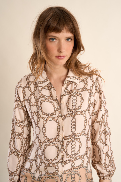 Chemise imprimée, effet satiné