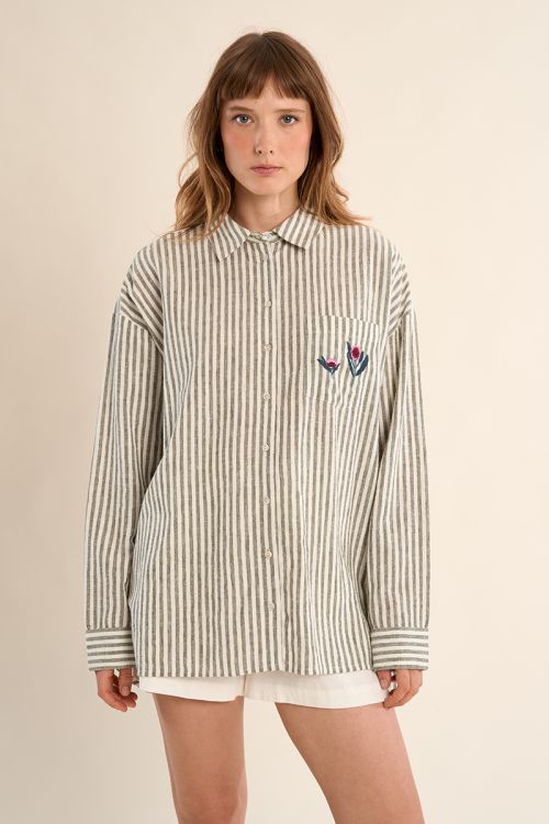 Chemise en coton, rayée