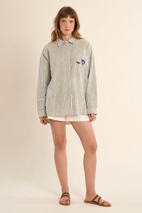 Chemise en coton, rayée