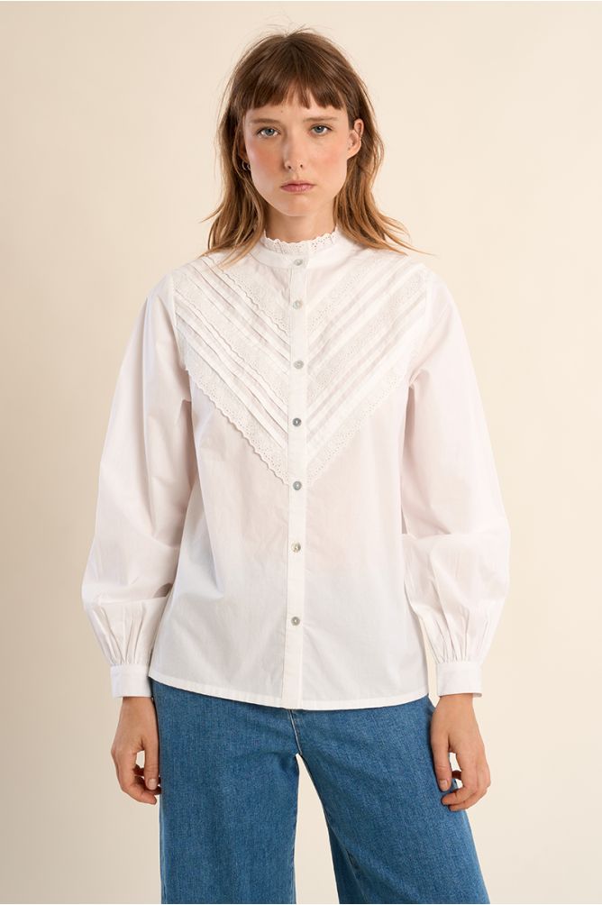 Cotton shirt, with lace