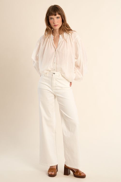 Blouse en coton, col mao