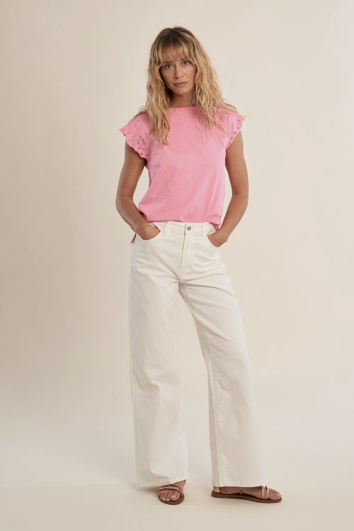 T-shirt en coton avec manches brodées