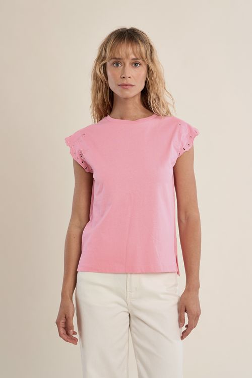 T-shirt en coton avec manches brodées