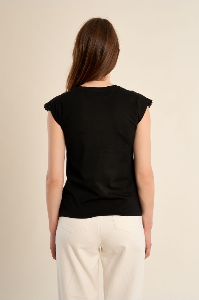 T-shirt en coton avec manches brodées