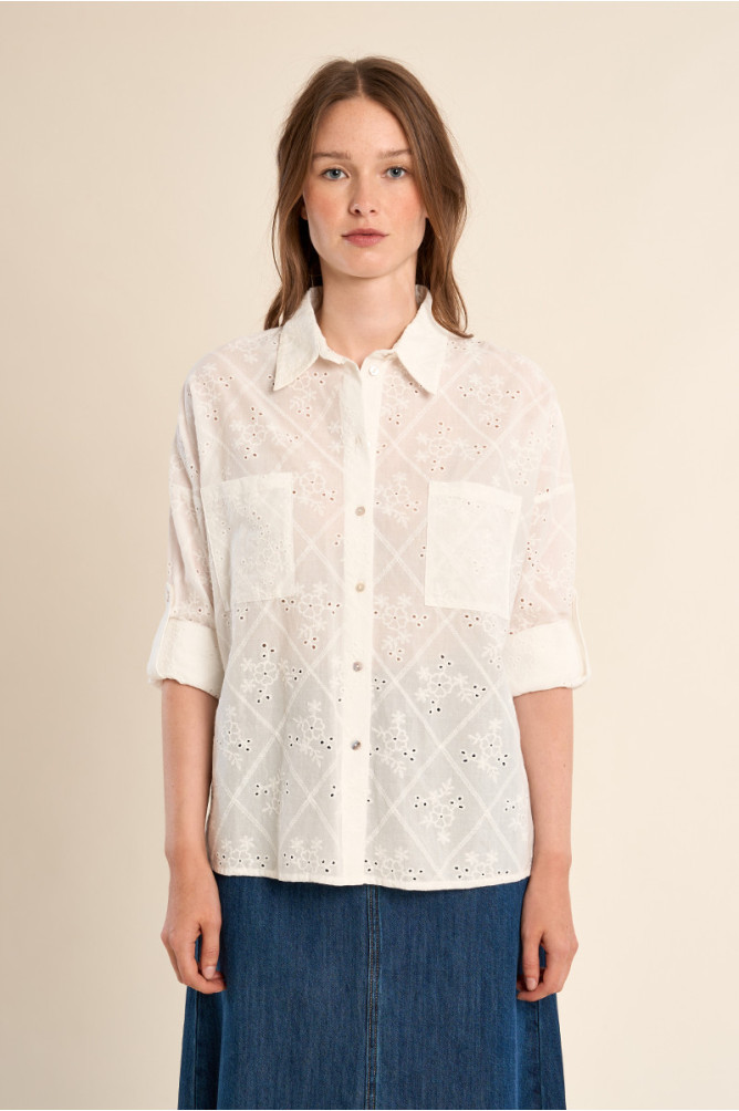 Cotton shirt, broderie anglaise