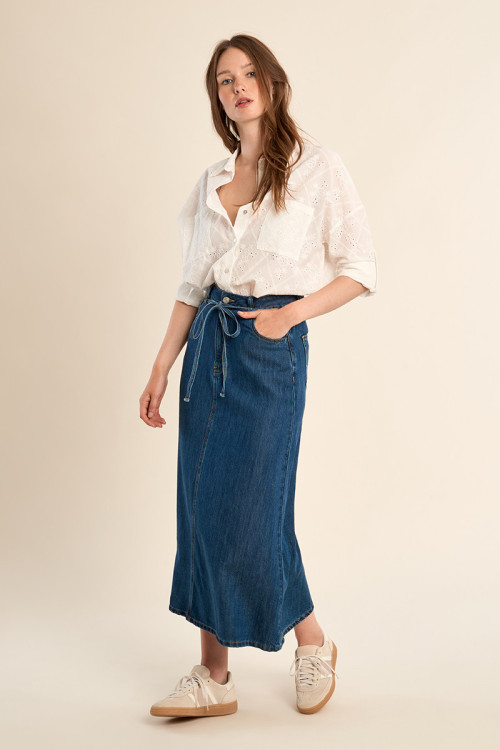 Cotton shirt, broderie anglaise