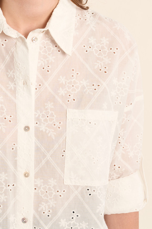 Cotton shirt, broderie anglaise