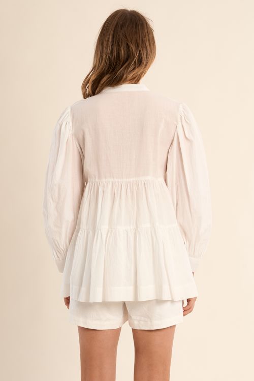 Longue chemise en coton, broderies anglaises