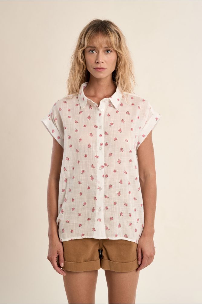 Chemisier en coton, fleuri