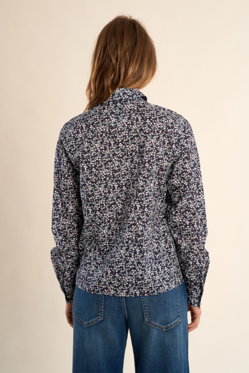 Camisa de mujer de manga larga, estampado flores.