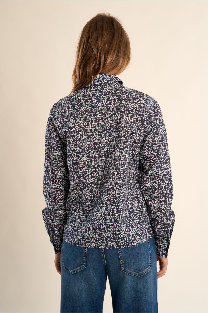 Camisa de mujer de manga larga, estampado flores.