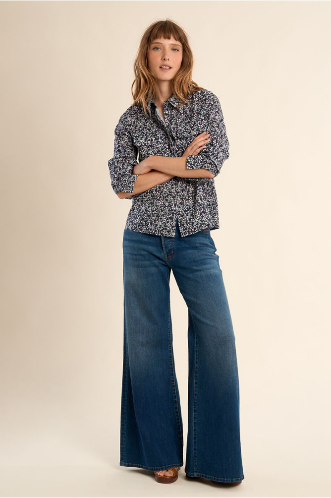 Printed cotton shirt, flap pockets