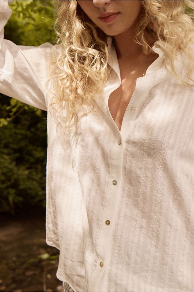 Chemise longue, rayée