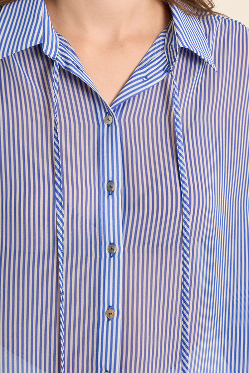 Wide striped shirt, in semi-transparency