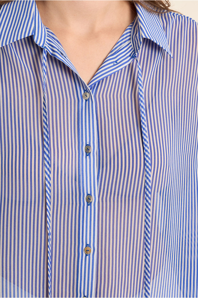 Wide striped shirt, in semi-transparency