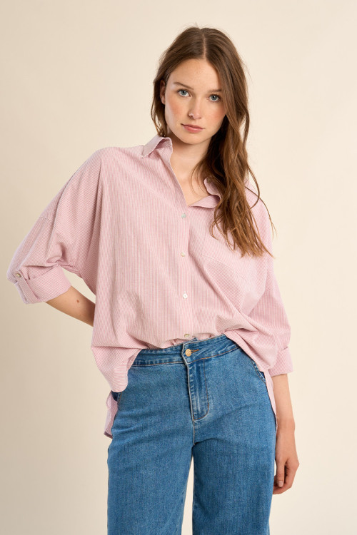 Camisa de mujer de manga larga ajustable, con estampado.