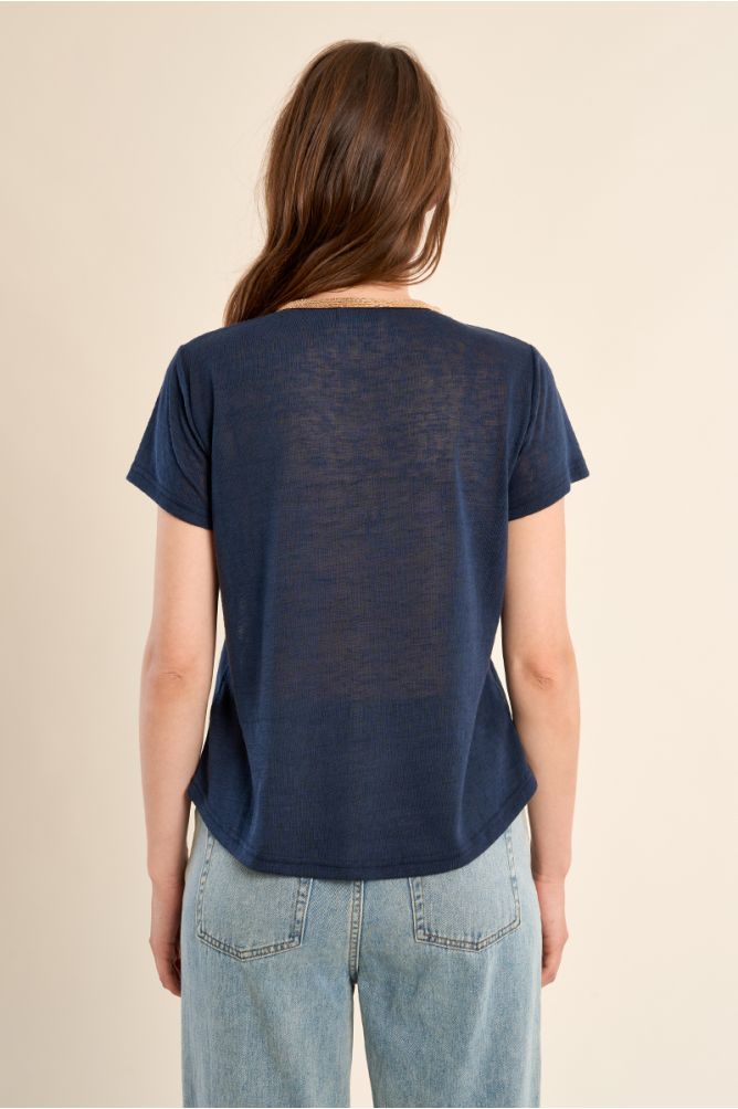 T-shirt col V, doré